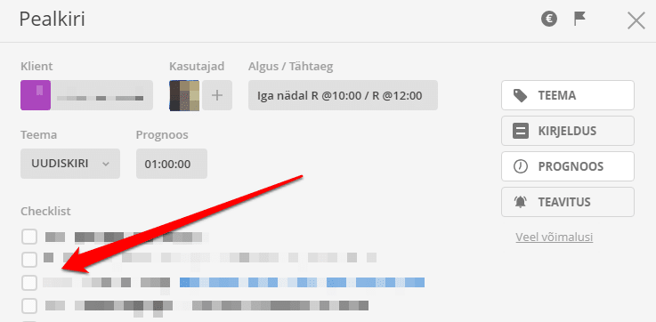 uku ülesanne checklist