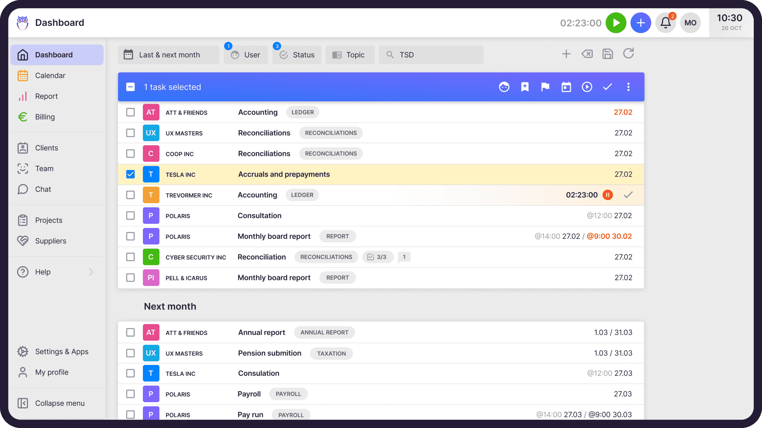 Uku's dashboard for accountants