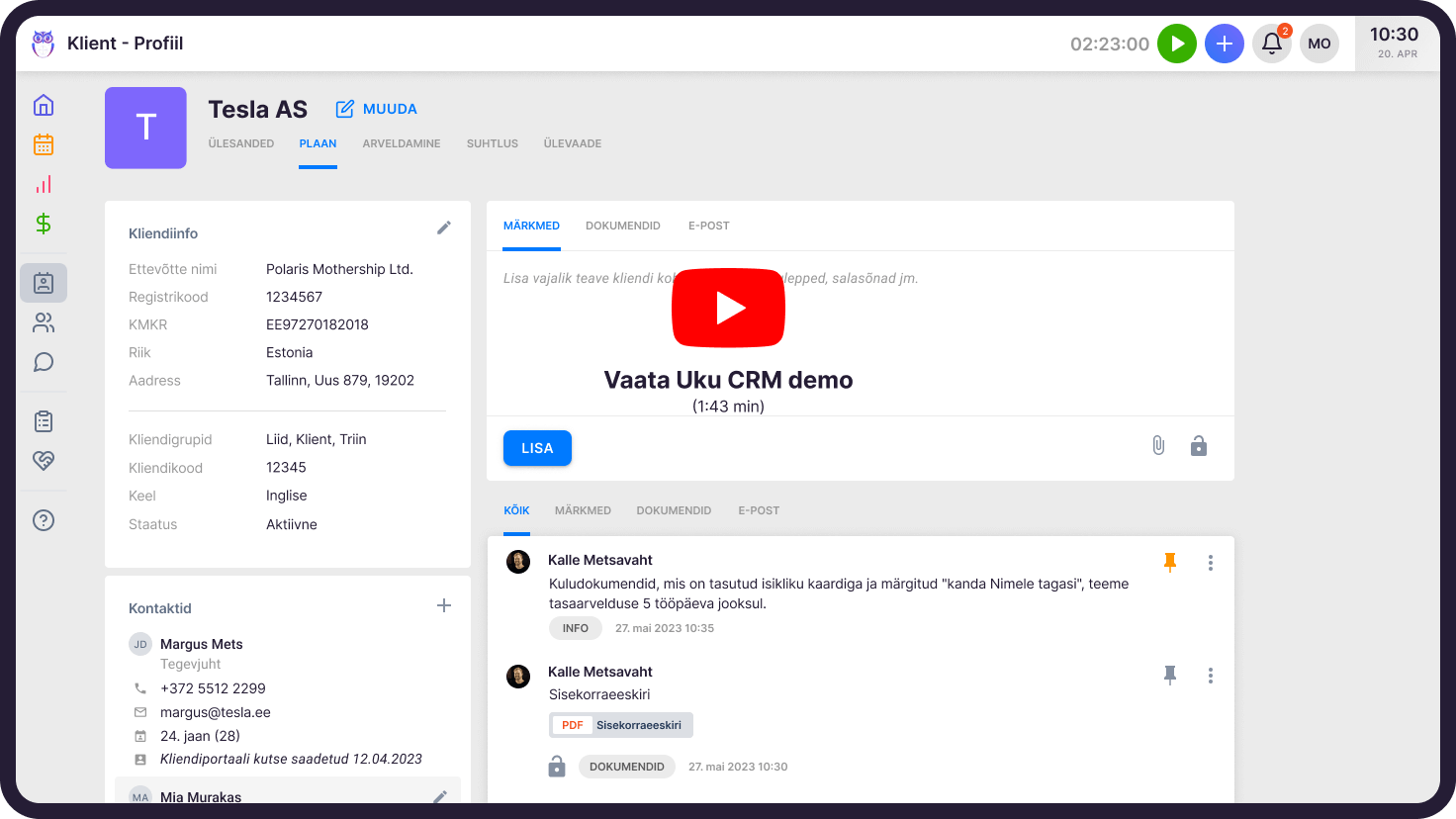 Uku CRM / kliendihaldus